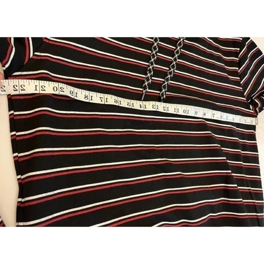 NWOT Rebel Star Strip Cotton‎ Blend Hooded Sweatshirt M GAME OVER AOP on Sleeves